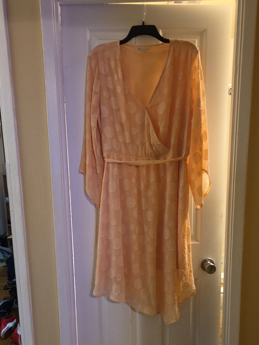Cato Peach Polka-Dot Wrap Dress